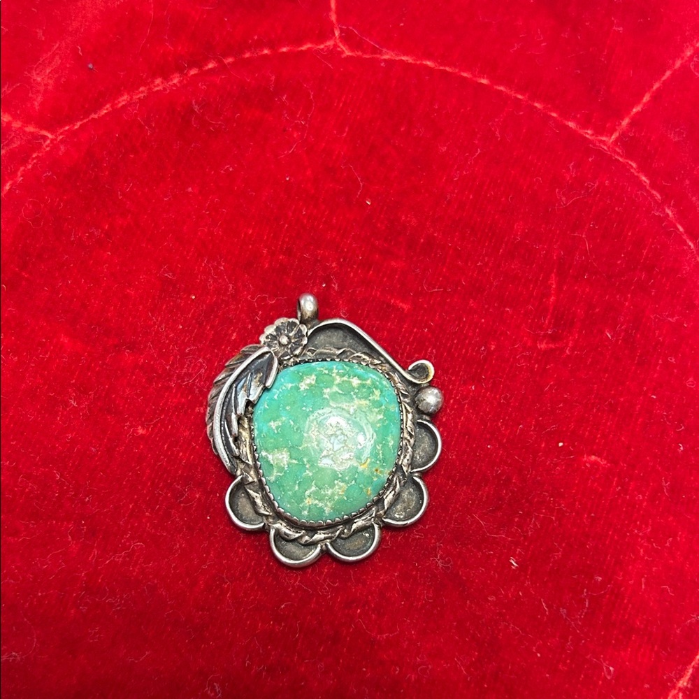 Navajo Sterling Silver and Green Turquoise Pendant